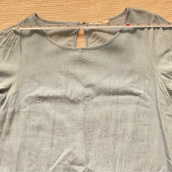 Rebellion Vintage Women’s A-Line Knee Length Light Denim Blue Short Sleeve Dress - Picture 6 of 7